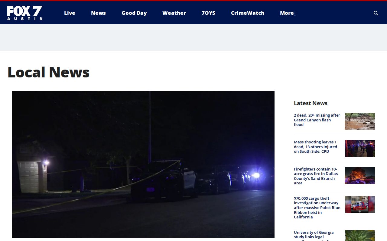 Travis County crime news source page from FOX 7 Austin