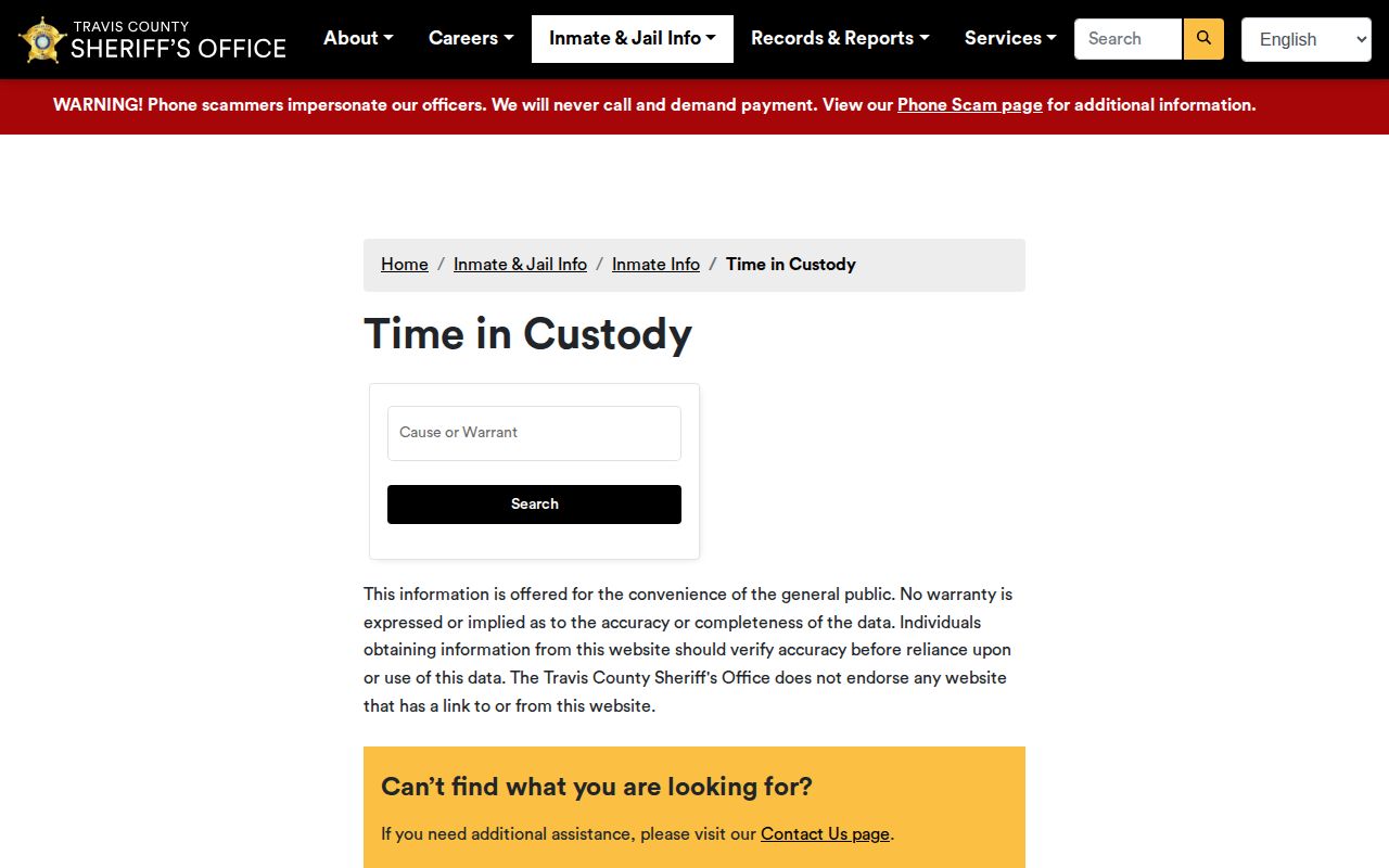 Travis County official Time in Custody access channel